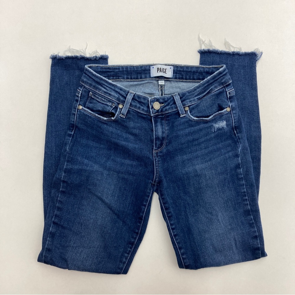 Paige Verdugo Distressed Ankle Skinny Jeans Frayed Raw Hem Womens Size 26